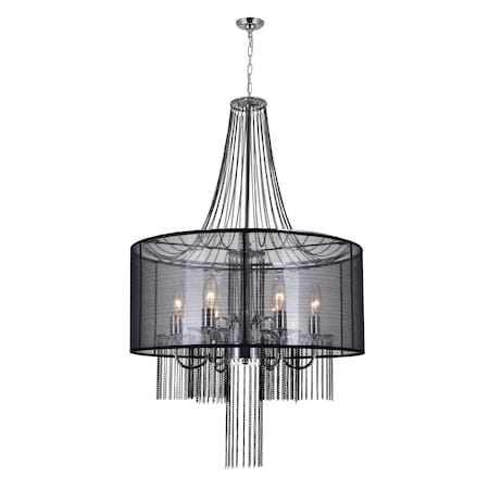 Cwi Lighting Amelia 6 Light Drum Shade Chandelier With Chrome Finish 5475P20C-6 Black